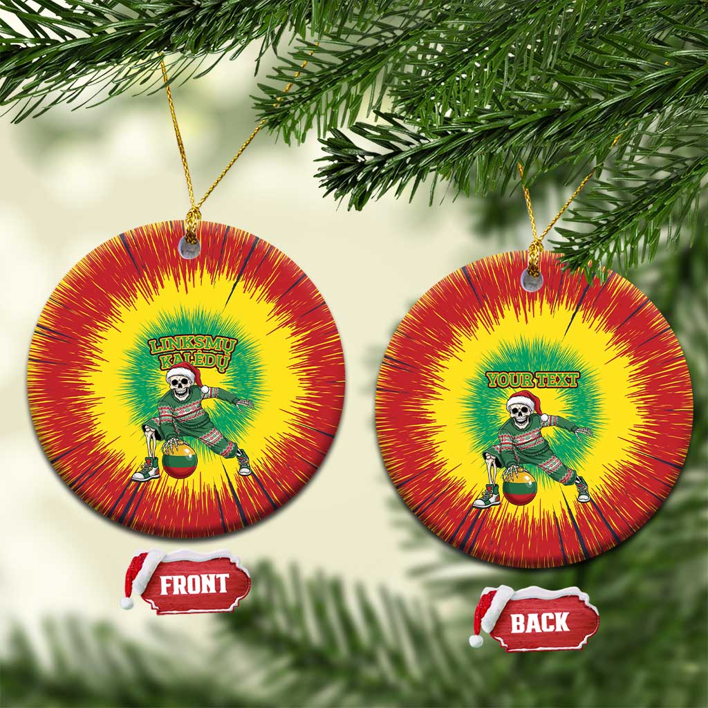 Lithuania Christmas Tie Dye Ceramic Ornament Skeleton Basketball Slam Dunk Santa Hat LT19