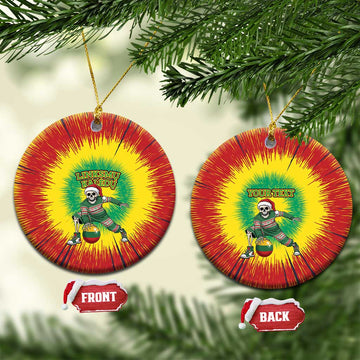 Lithuania Christmas Tie Dye Ceramic Ornament Skeleton Basketball Slam Dunk Santa Hat LT19
