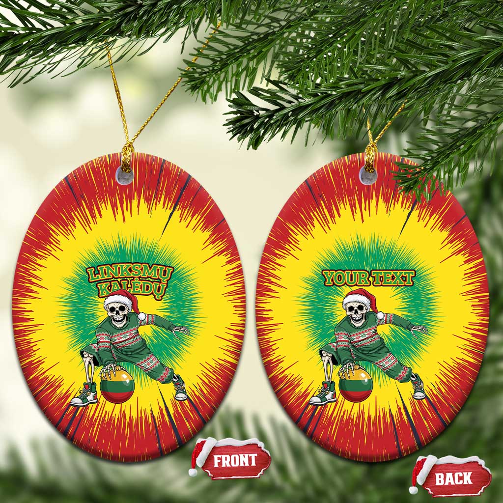 Lithuania Christmas Tie Dye Ceramic Ornament Skeleton Basketball Slam Dunk Santa Hat LT19