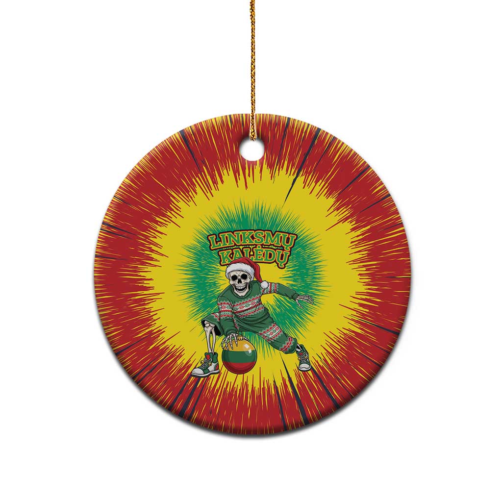 Lithuania Christmas Tie Dye Ceramic Ornament Skeleton Basketball Slam Dunk Santa Hat LT19