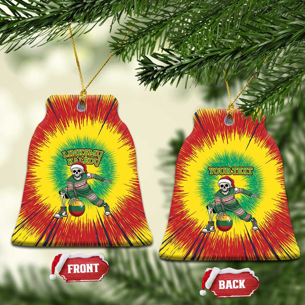 Lithuania Christmas Tie Dye Ceramic Ornament Skeleton Basketball Slam Dunk Santa Hat LT19