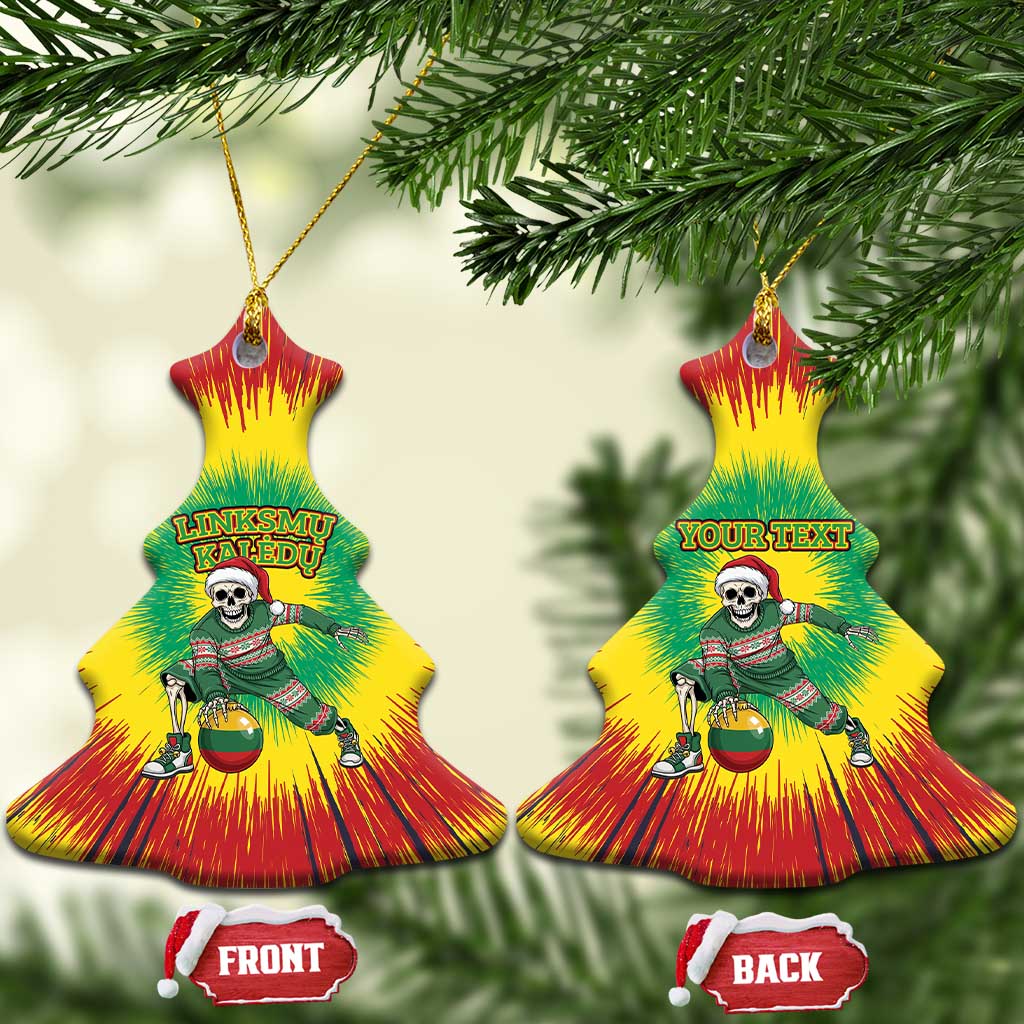 Lithuania Christmas Tie Dye Ceramic Ornament Skeleton Basketball Slam Dunk Santa Hat LT19