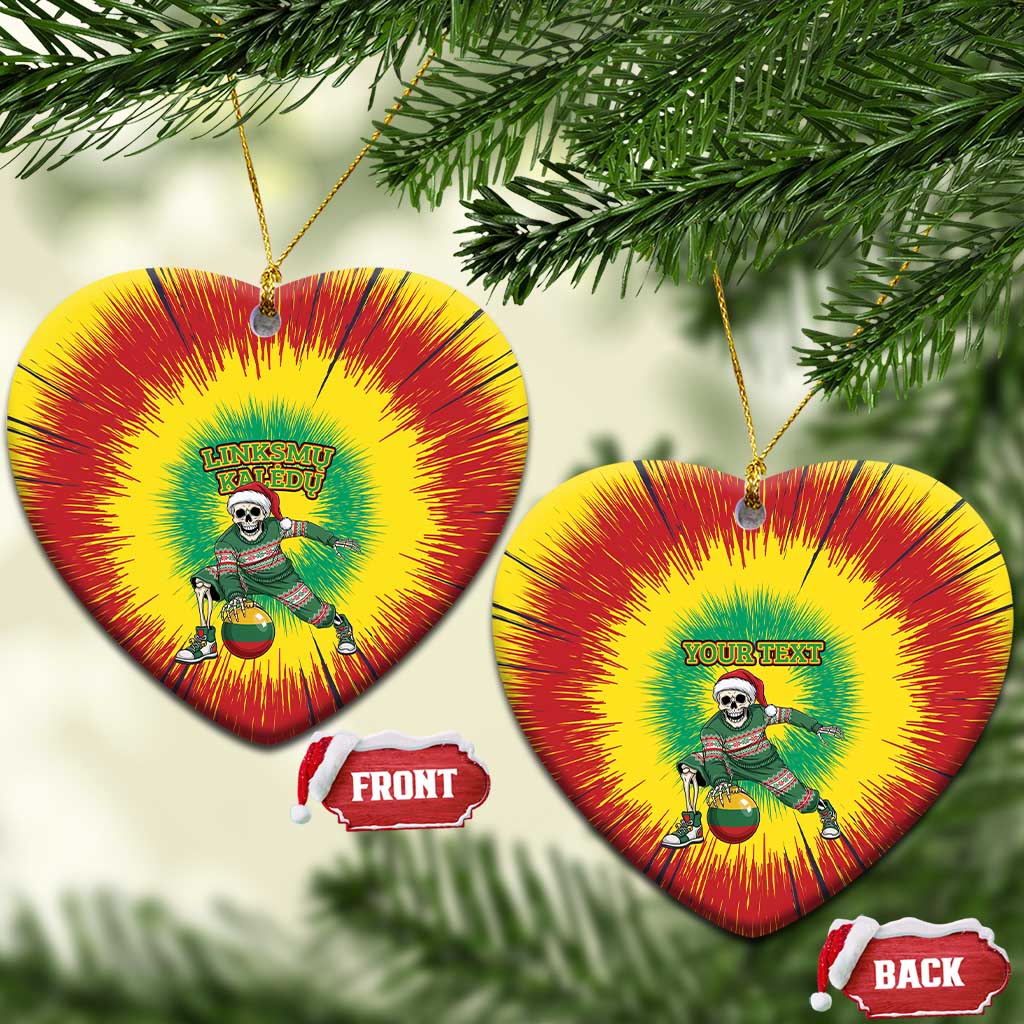 Lithuania Christmas Tie Dye Ceramic Ornament Skeleton Basketball Slam Dunk Santa Hat LT19