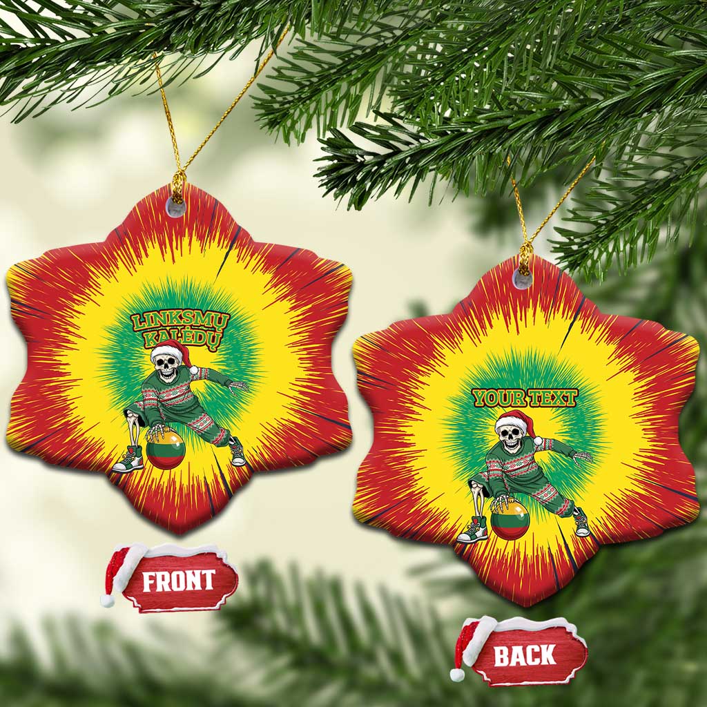 Lithuania Christmas Tie Dye Ceramic Ornament Skeleton Basketball Slam Dunk Santa Hat LT19