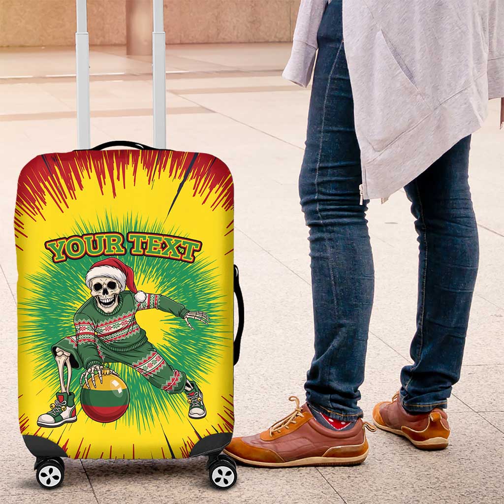 Personalized Lithuania Christmas Tie Dye Luggage Cover Skeleton Basketball Slam Dunk Santa Hat LT19