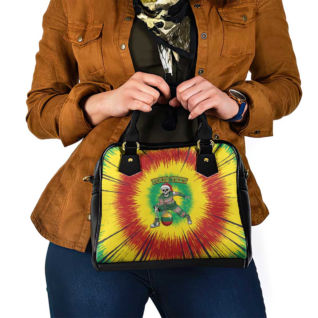 Personalized Lithuania Christmas Tie Dye Shoulder Handbag Skeleton Basketball Slam Dunk Santa Hat LT19