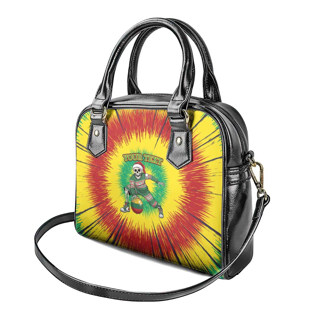 Personalized Lithuania Christmas Tie Dye Shoulder Handbag Skeleton Basketball Slam Dunk Santa Hat LT19