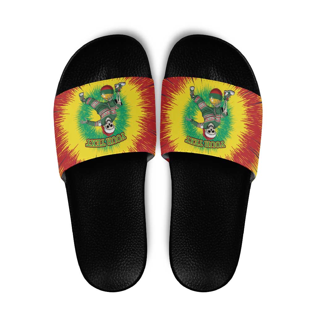 Personalized Lithuania Christmas Tie Dye Slide Sandals Skeleton Basketball Slam Dunk Santa Hat LT19