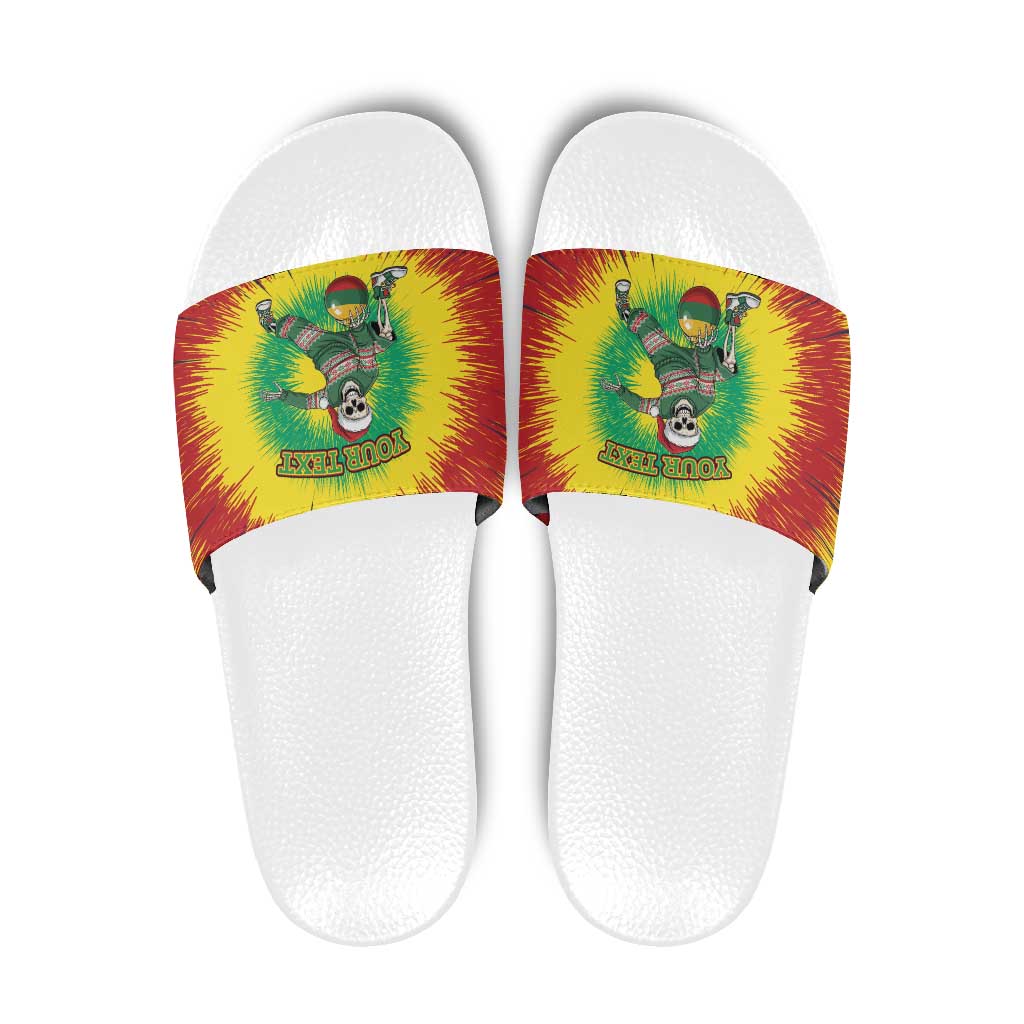 Personalized Lithuania Christmas Tie Dye Slide Sandals Skeleton Basketball Slam Dunk Santa Hat LT19