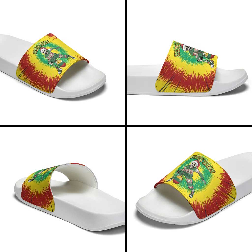 Personalized Lithuania Christmas Tie Dye Slide Sandals Skeleton Basketball Slam Dunk Santa Hat LT19