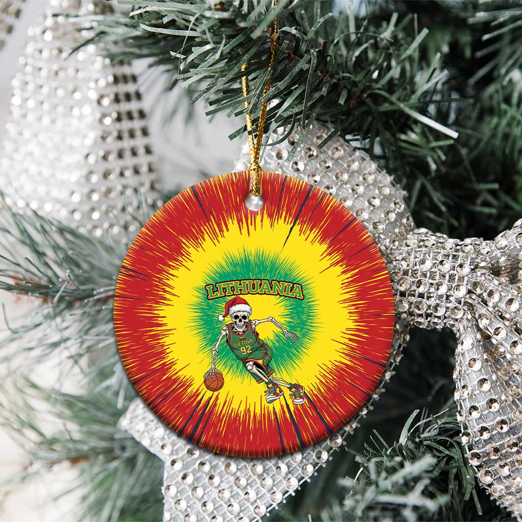 Lithuania Christmas Tie Dye Ceramic Ornament Skeleton Basketball Slam Dunk LT19