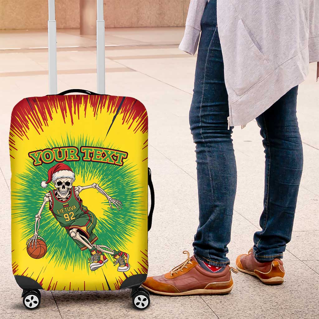 Personalized Lithuania Christmas Tie Dye Luggage Cover Skeleton Basketball Slam Dunk LT19