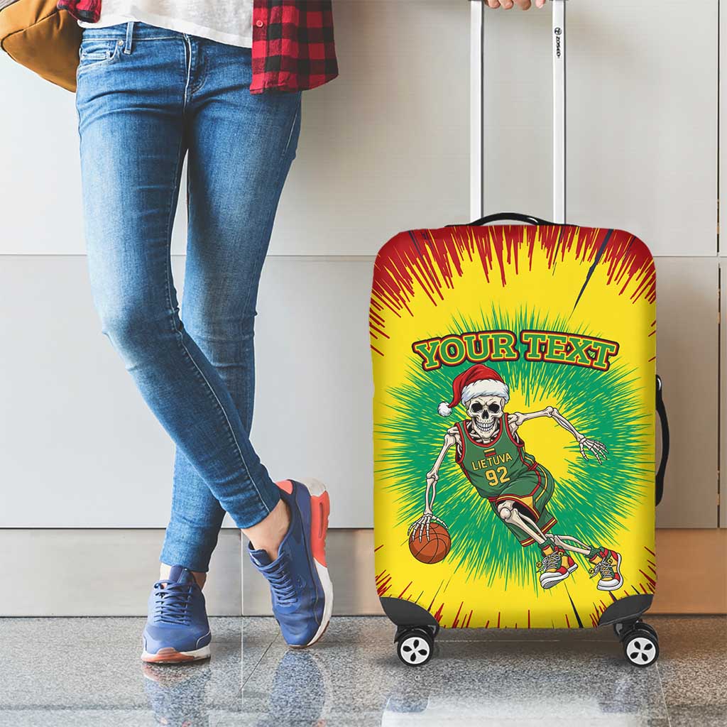 Personalized Lithuania Christmas Tie Dye Luggage Cover Skeleton Basketball Slam Dunk LT19