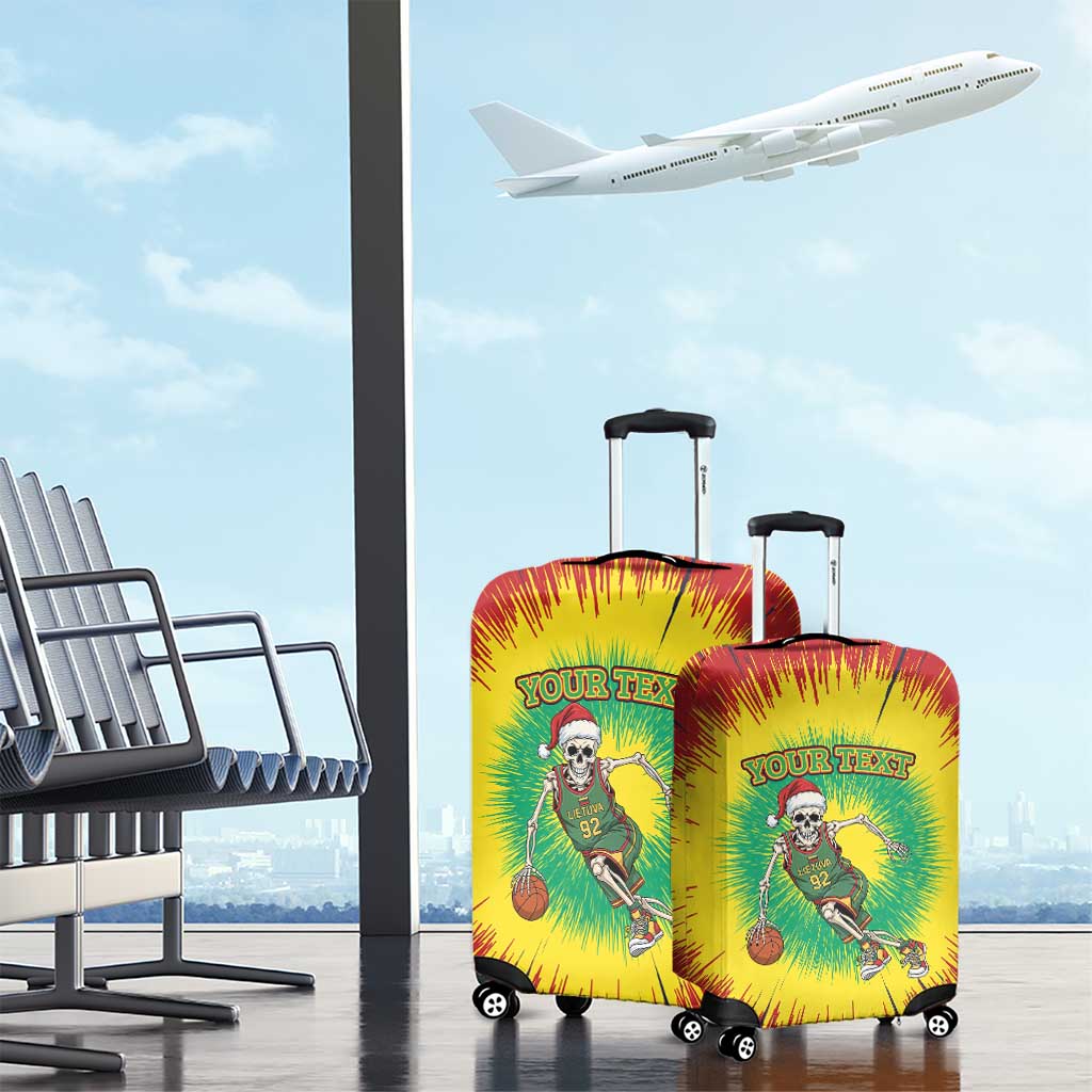 Personalized Lithuania Christmas Tie Dye Luggage Cover Skeleton Basketball Slam Dunk LT19