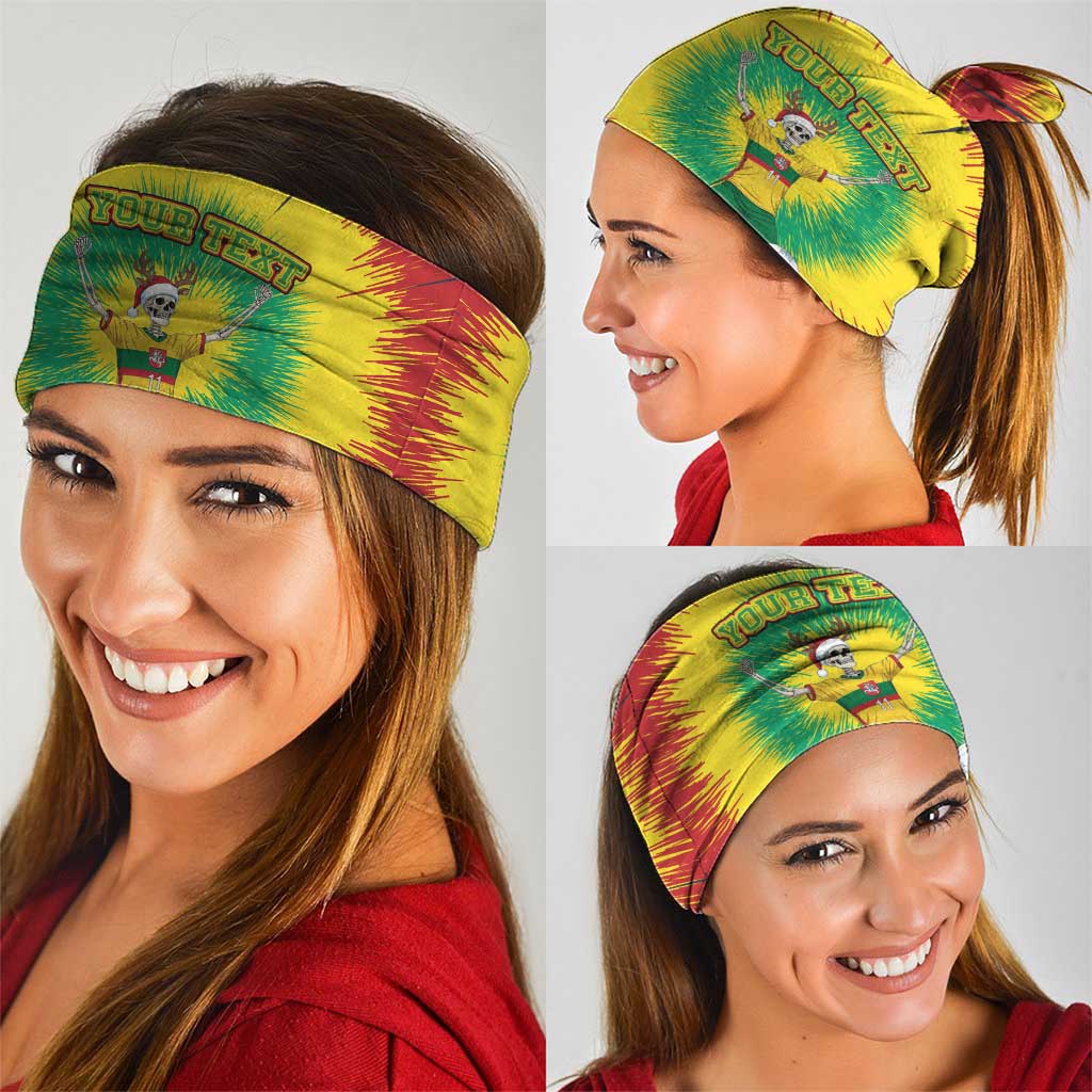 Personalized Lithuania Christmas Tie Dye Neck Gaiter Skeleton Soccer Goal Celebration Santa Hat LT19