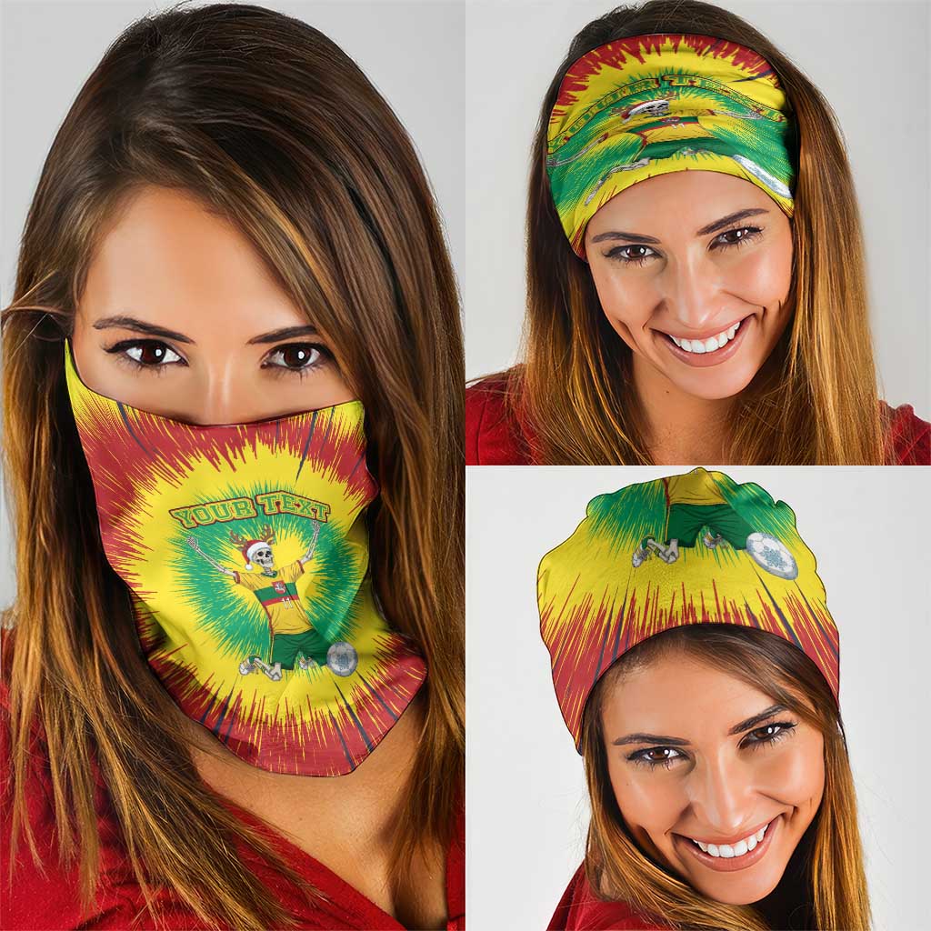 Personalized Lithuania Christmas Tie Dye Neck Gaiter Skeleton Soccer Goal Celebration Santa Hat LT19