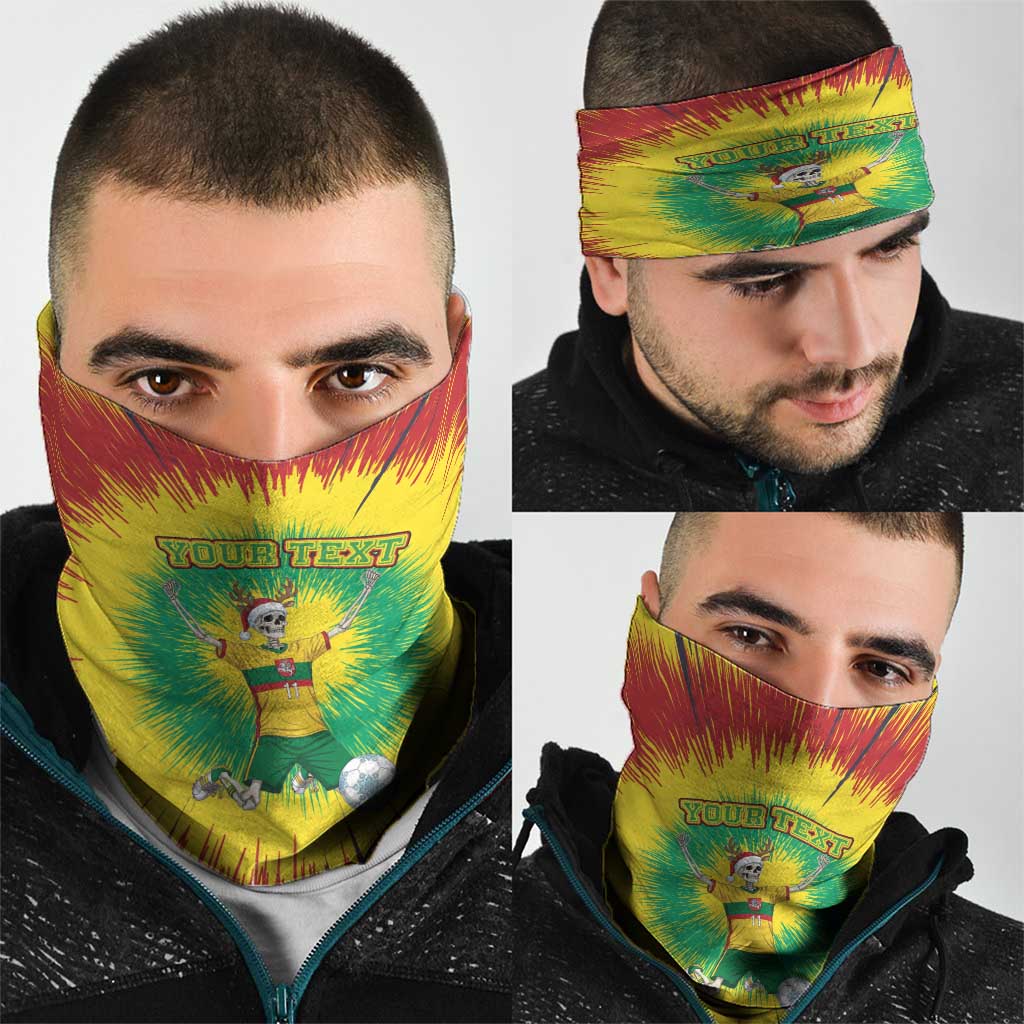 Personalized Lithuania Christmas Tie Dye Neck Gaiter Skeleton Soccer Goal Celebration Santa Hat LT19