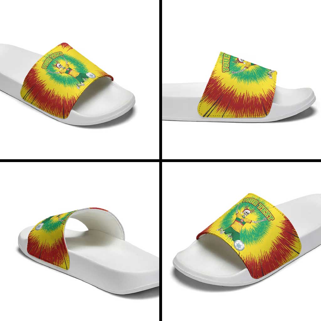 Personalized Lithuania Christmas Tie Dye Slide Sandals Skeleton Soccer Goal Celebration Santa Hat LT19
