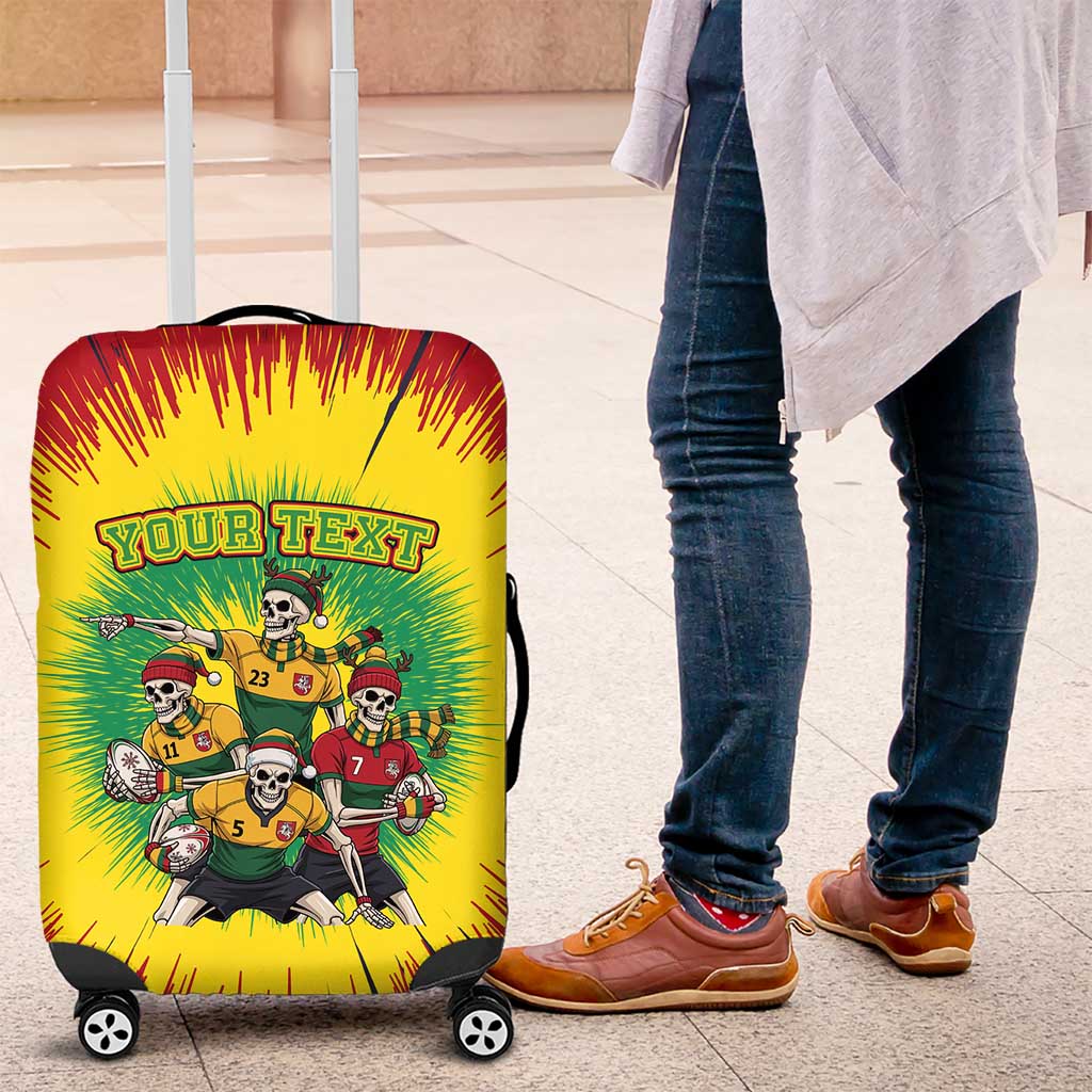 Personalized Lithuania Christmas Luggage Cover Skeleton Rugby Tie Dye Vintage LT19