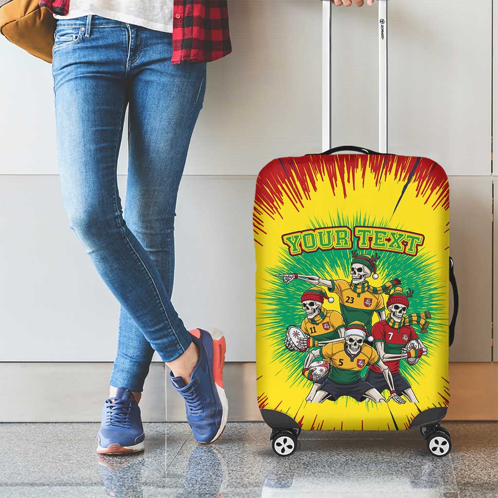 Personalized Lithuania Christmas Luggage Cover Skeleton Rugby Tie Dye Vintage LT19