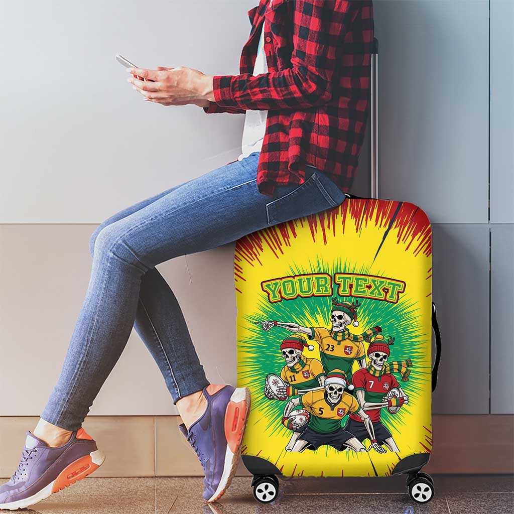 Personalized Lithuania Christmas Luggage Cover Skeleton Rugby Tie Dye Vintage LT19