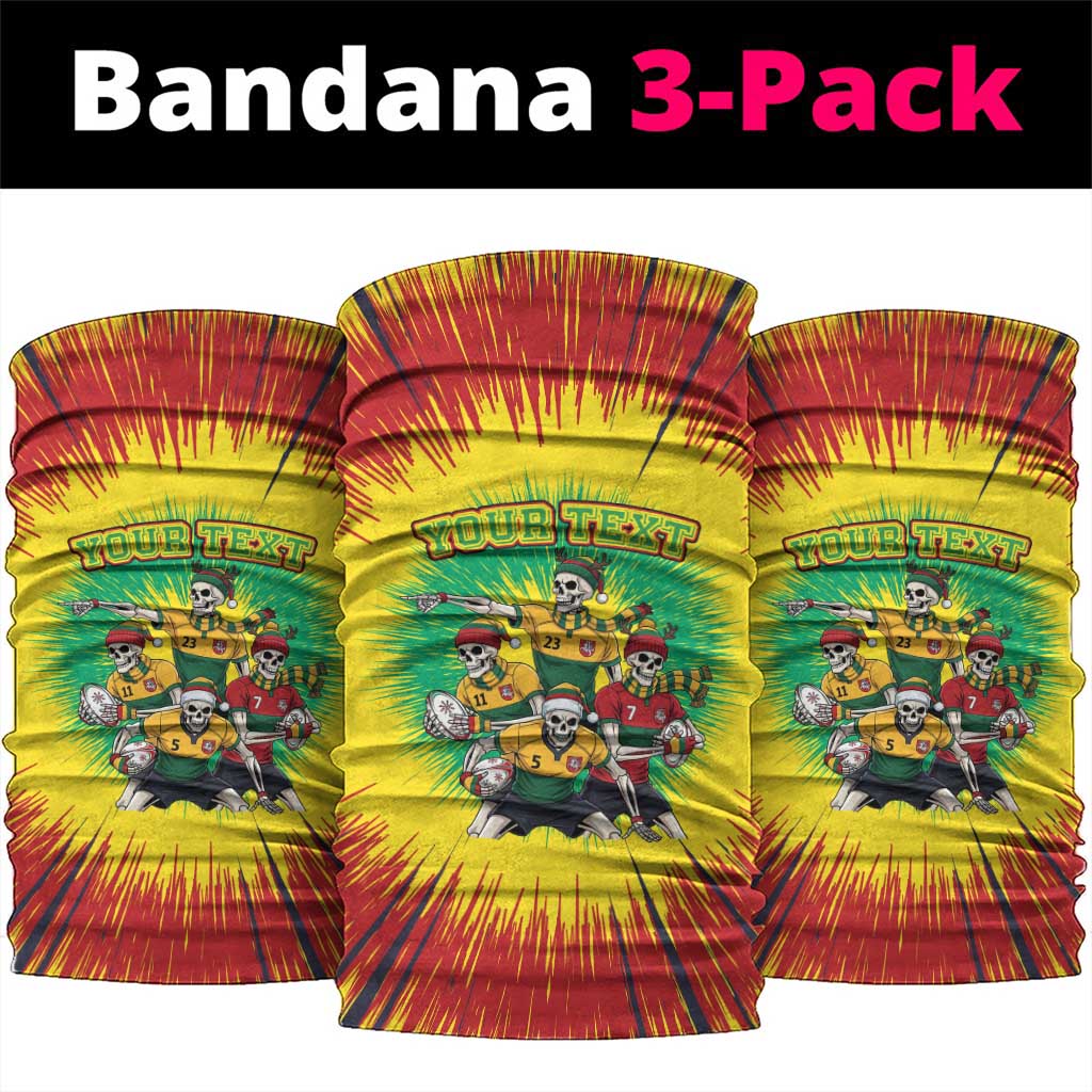 Personalized Lithuania Christmas Neck Gaiter Skeleton Rugby Tie Dye Vintage LT19