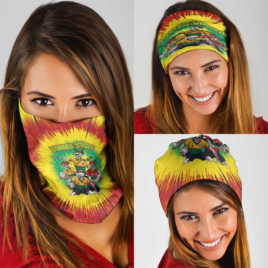 Personalized Lithuania Christmas Neck Gaiter Skeleton Rugby Tie Dye Vintage LT19