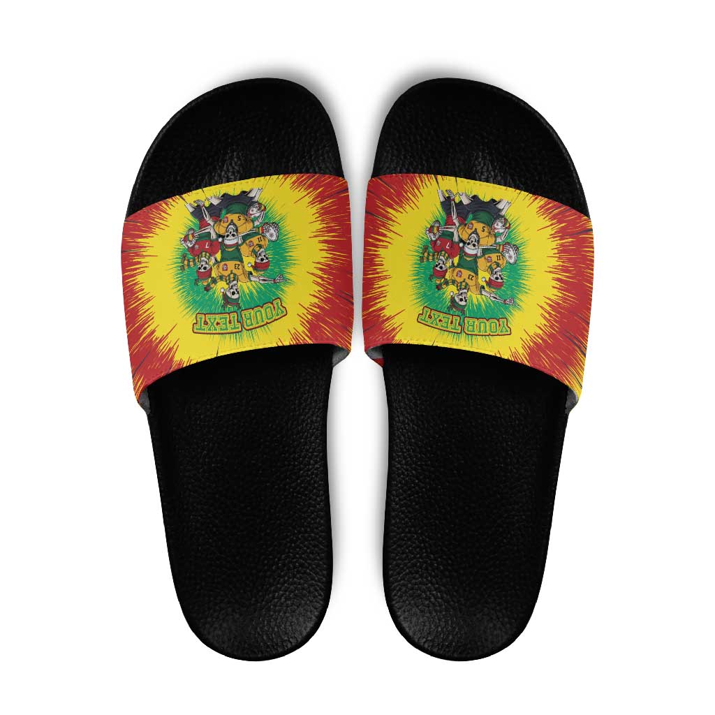 Personalized Lithuania Christmas Slide Sandals Skeleton Rugby Tie Dye Vintage LT19