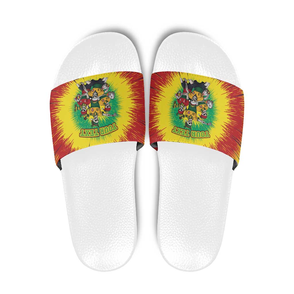 Personalized Lithuania Christmas Slide Sandals Skeleton Rugby Tie Dye Vintage LT19