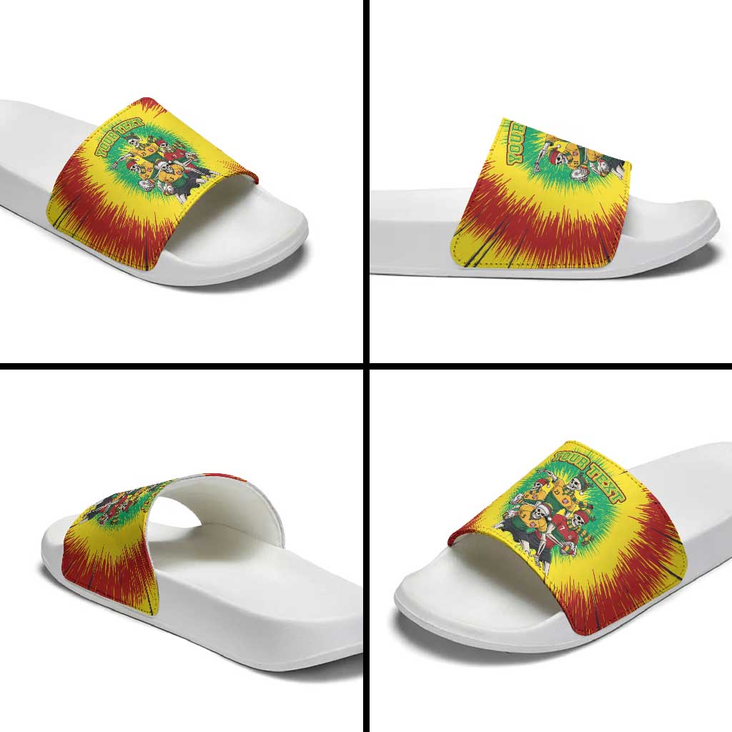 Personalized Lithuania Christmas Slide Sandals Skeleton Rugby Tie Dye Vintage LT19