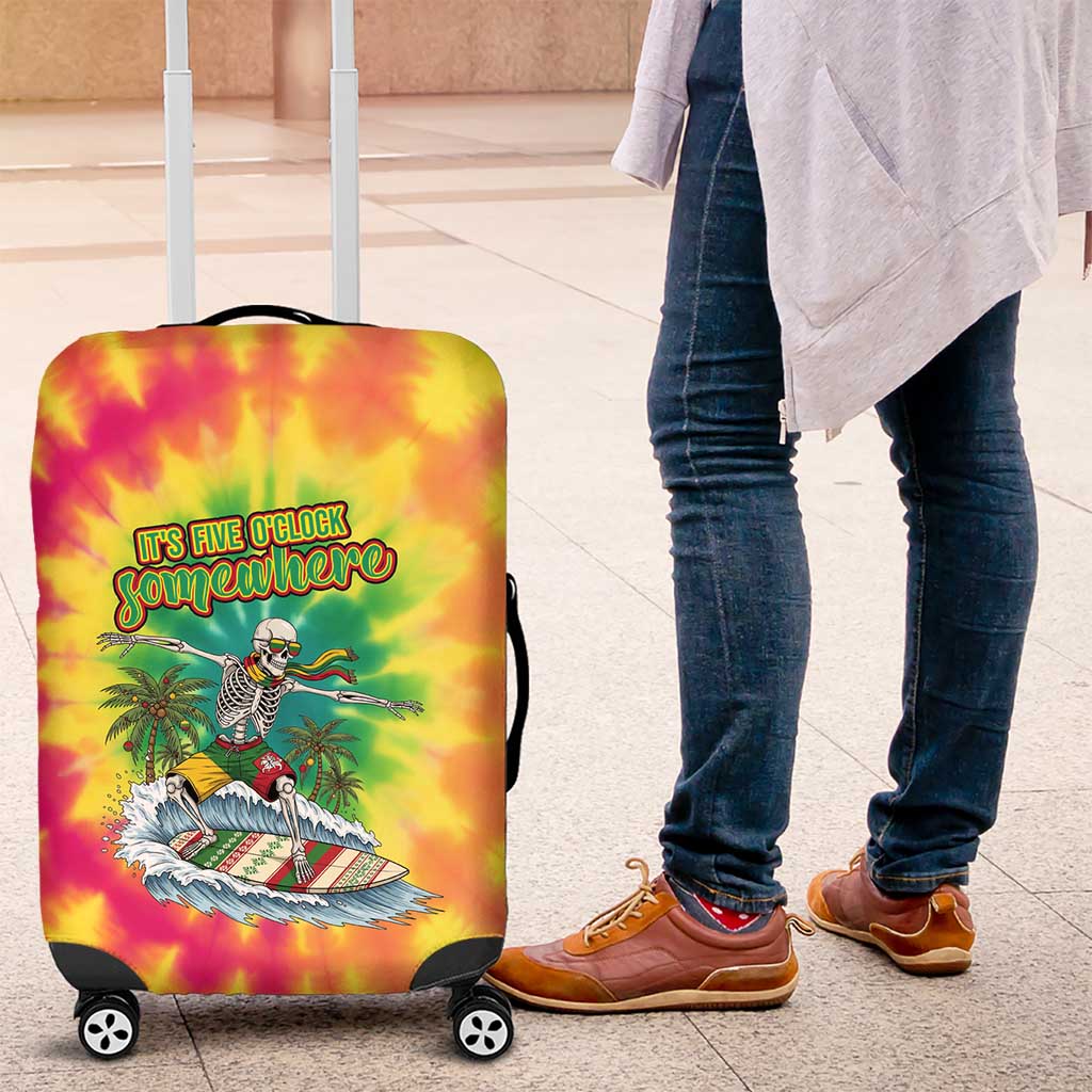 Tie-Dye Skeleton Surfing Lithuania Luggage Cover Its 5 OClock Somewhere LT19