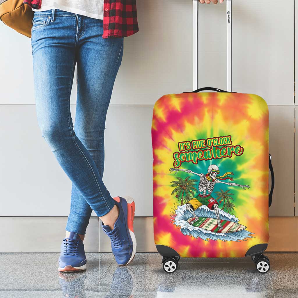 Tie-Dye Skeleton Surfing Lithuania Luggage Cover Its 5 OClock Somewhere LT19