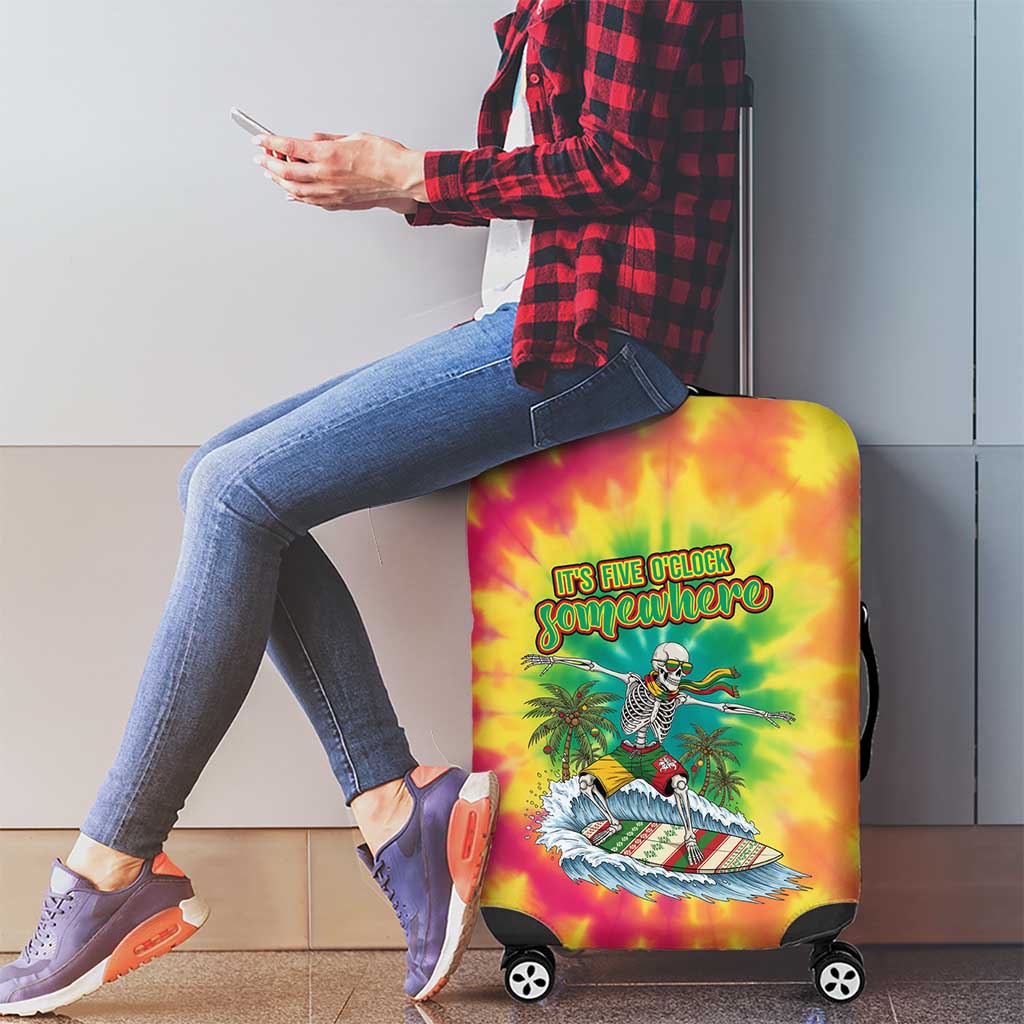 Tie-Dye Skeleton Surfing Lithuania Luggage Cover Its 5 OClock Somewhere LT19