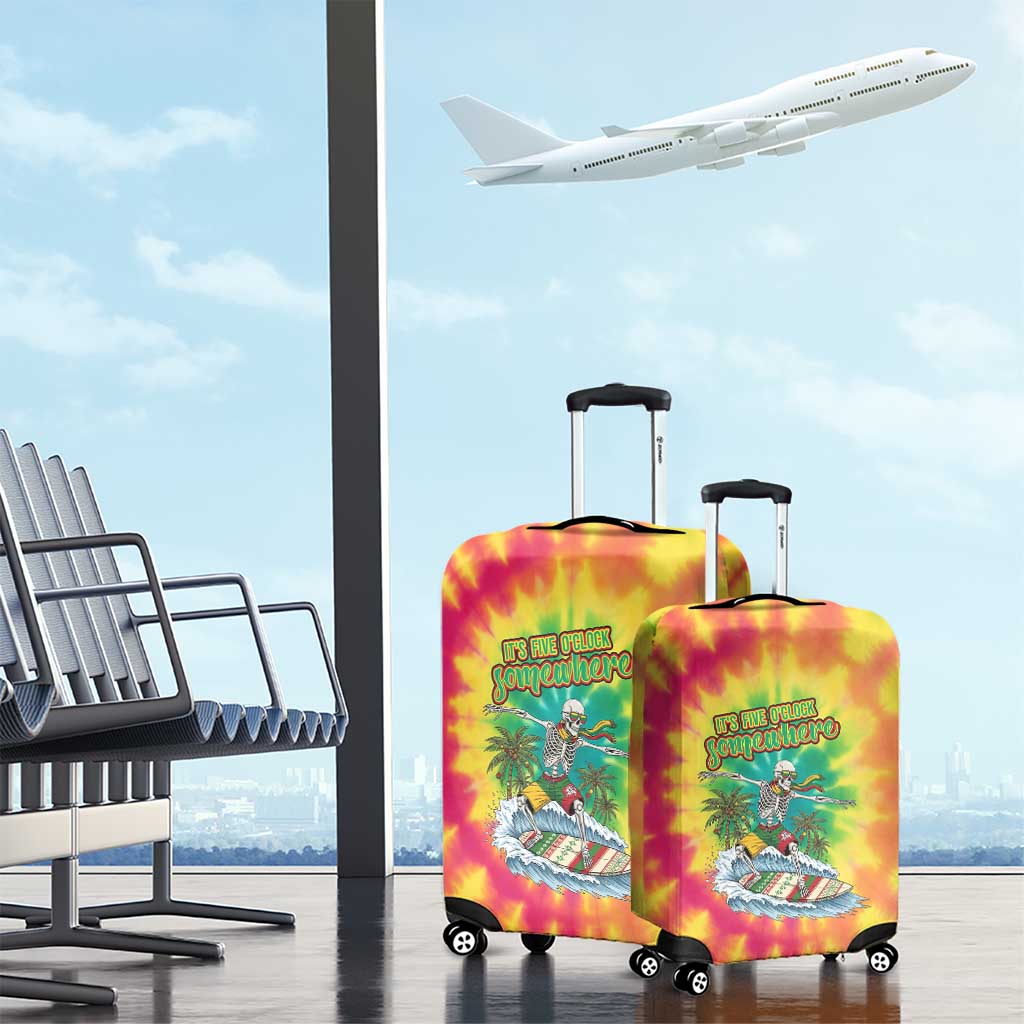 Tie-Dye Skeleton Surfing Lithuania Luggage Cover Its 5 OClock Somewhere LT19