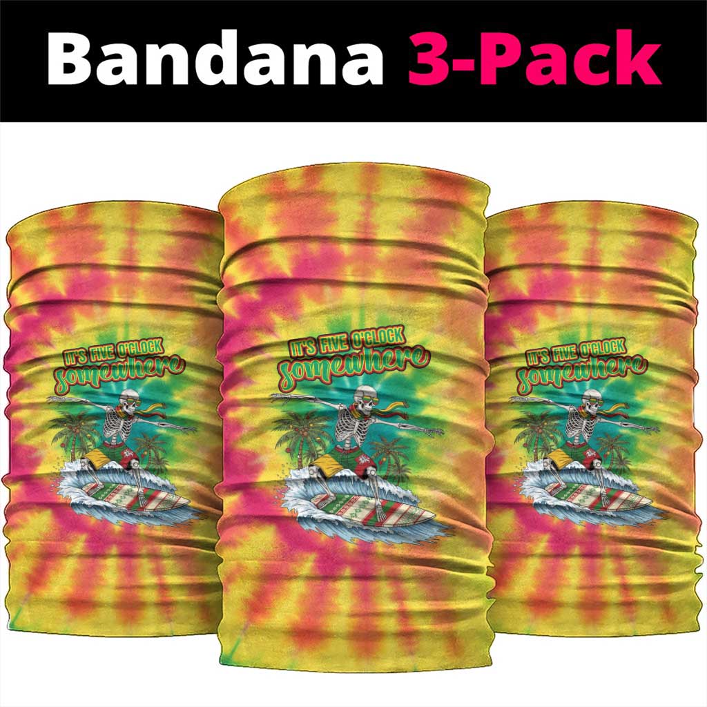 Tie-Dye Skeleton Surfing Lithuania Neck Gaiter Its 5 OClock Somewhere LT19