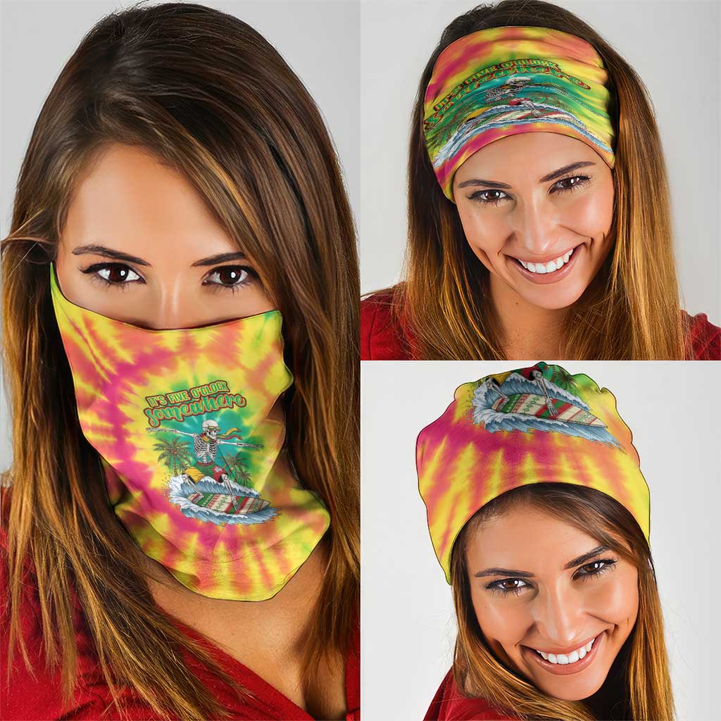Tie-Dye Skeleton Surfing Lithuania Neck Gaiter Its 5 OClock Somewhere LT19