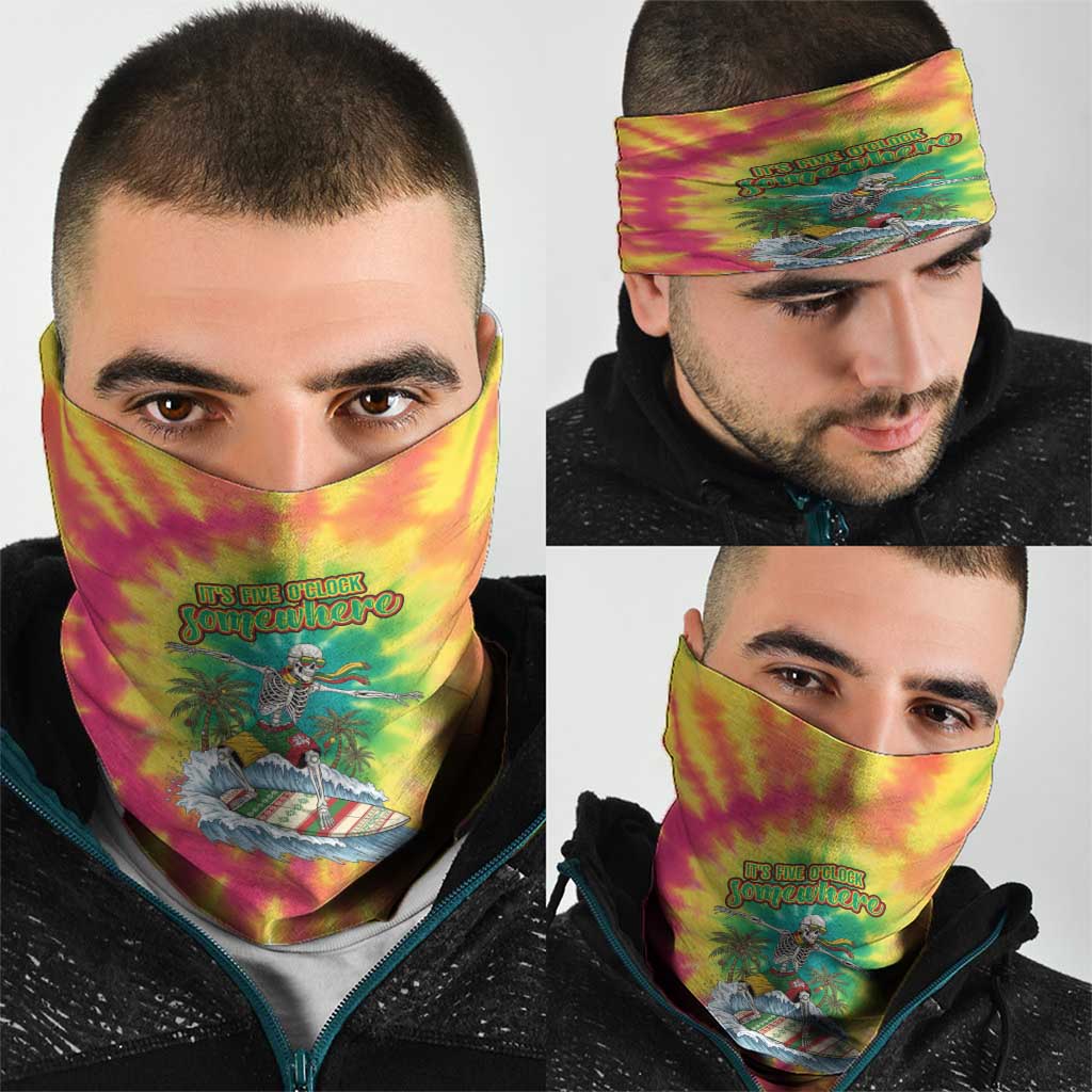 Tie-Dye Skeleton Surfing Lithuania Neck Gaiter Its 5 OClock Somewhere LT19