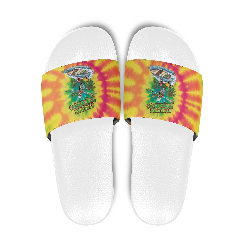 Tie-Dye Skeleton Surfing Lithuania Slide Sandals Its 5 OClock Somewhere LT19
