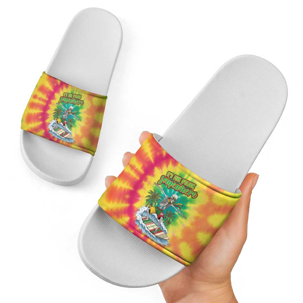 Tie-Dye Skeleton Surfing Lithuania Slide Sandals Its 5 OClock Somewhere LT19