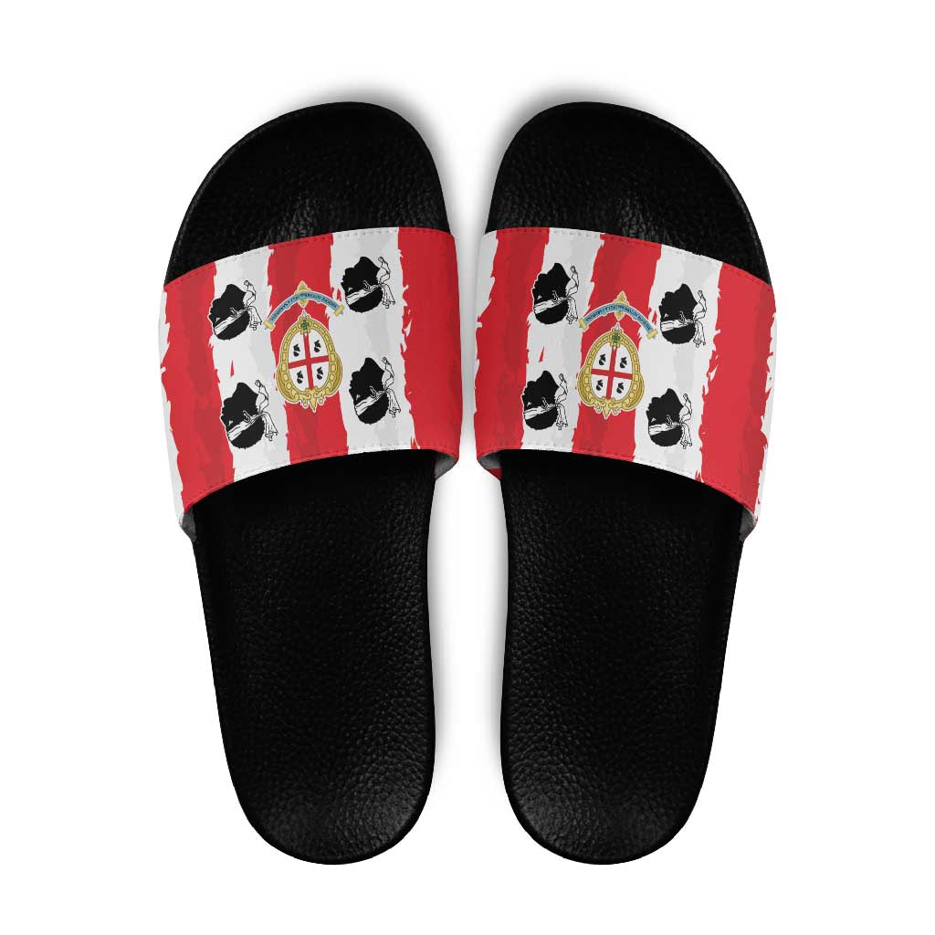 Italy Sardinia Slide Sandals Moor's Head With Coat Of Arms LT19