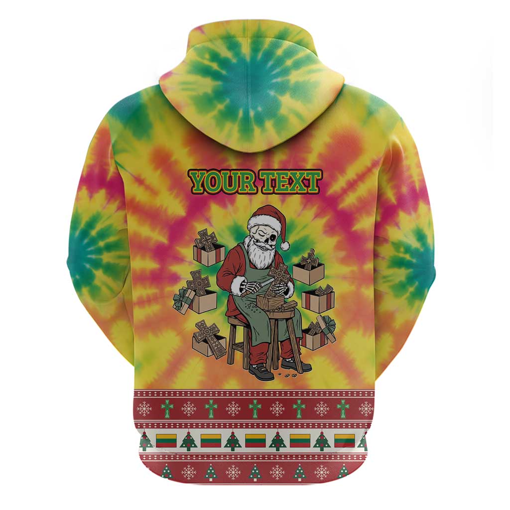 Personalized Lithuania Christmas Hoodie Skeleton Cross Tie-Dye Vintage LT19