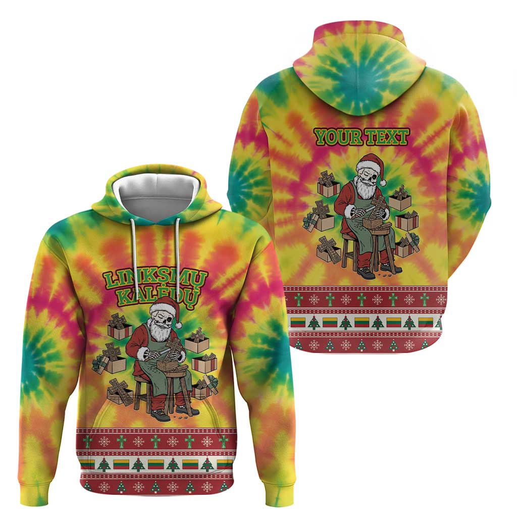 Personalized Lithuania Christmas Hoodie Skeleton Cross Tie-Dye Vintage LT19
