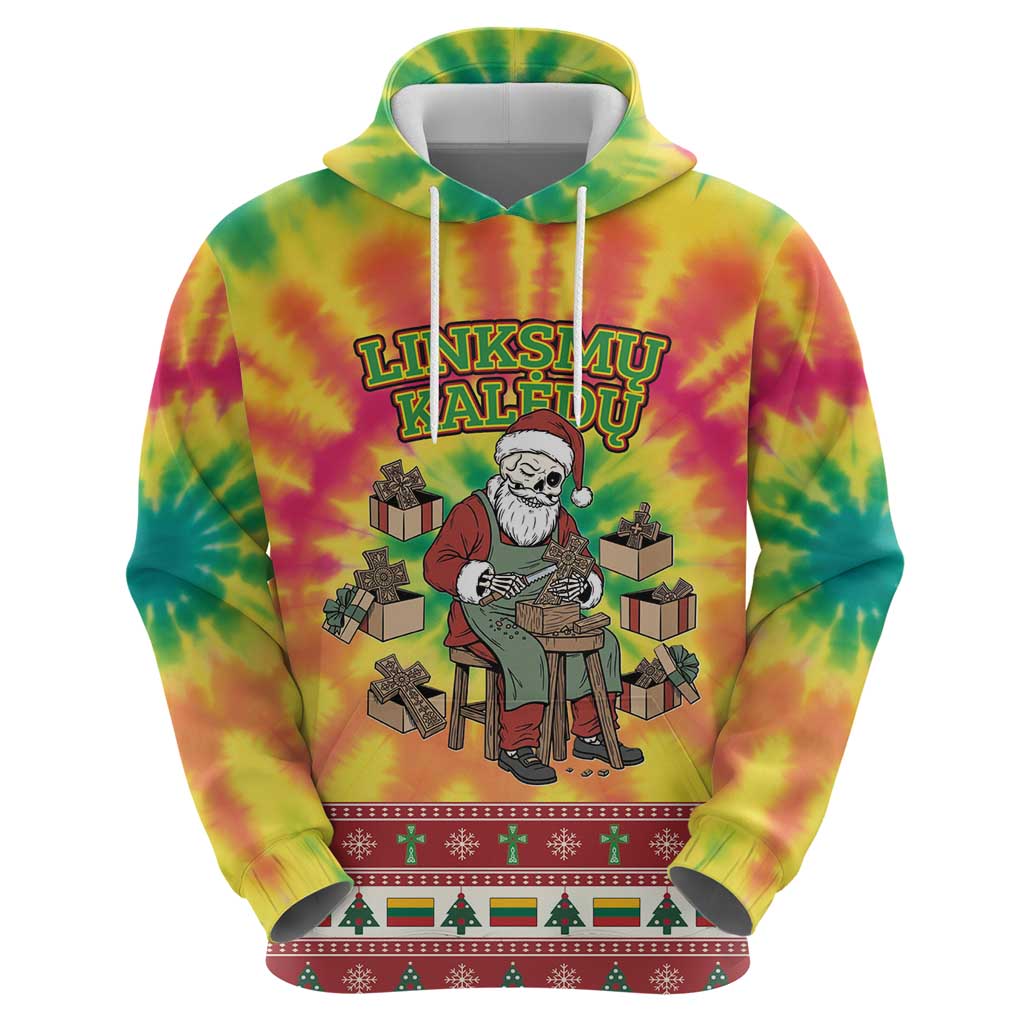 Personalized Lithuania Christmas Hoodie Skeleton Cross Tie-Dye Vintage LT19