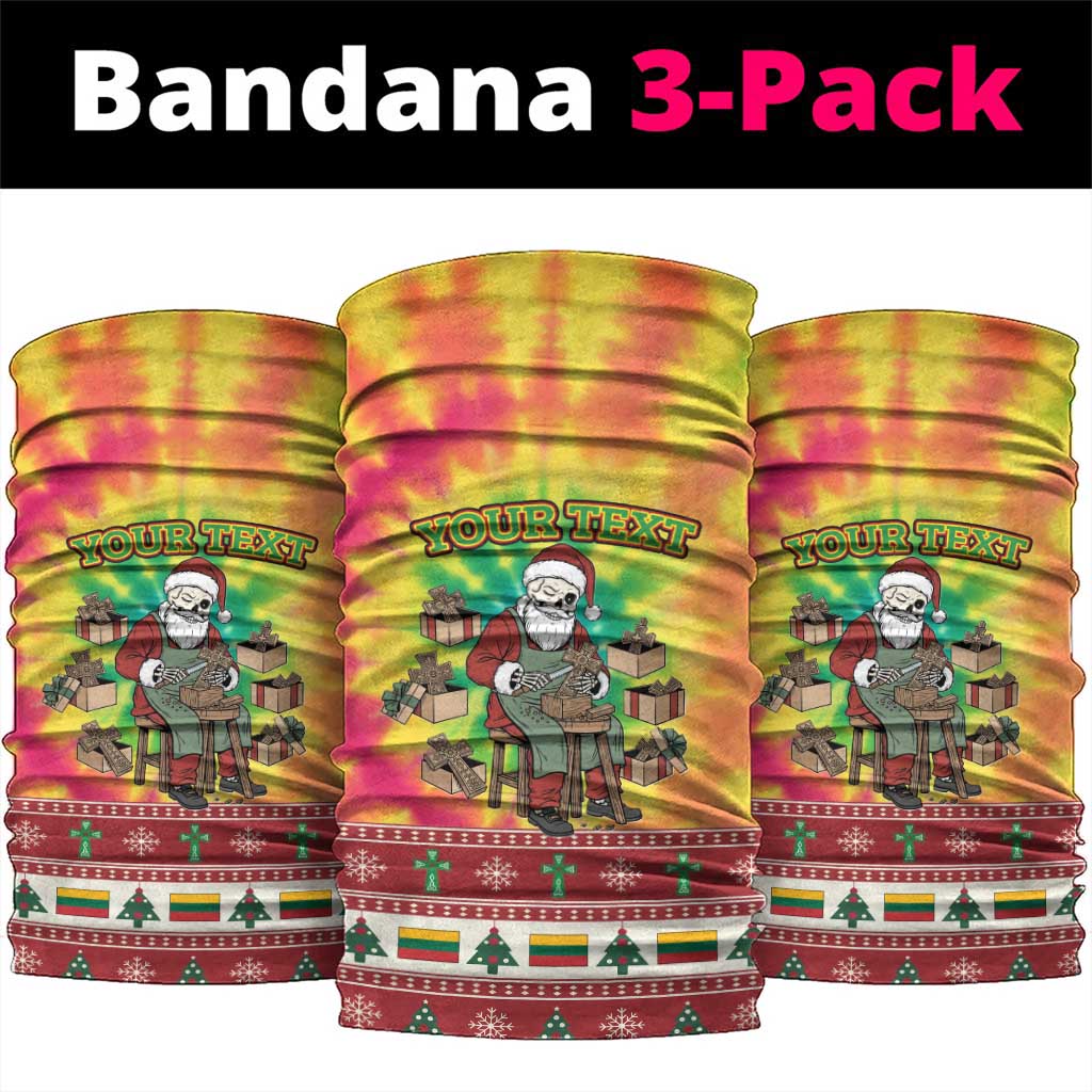 Personalized Lithuania Christmas Neck Gaiter Skeleton Cross Tie-Dye Vintage LT19