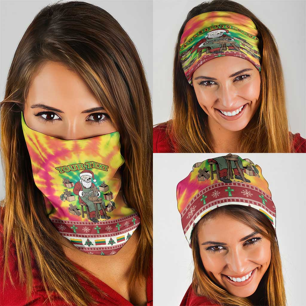 Personalized Lithuania Christmas Neck Gaiter Skeleton Cross Tie-Dye Vintage LT19