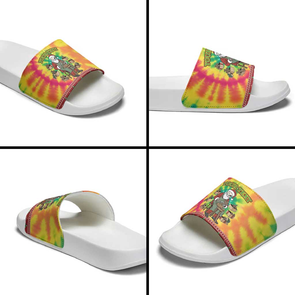 Personalized Lithuania Christmas Slide Sandals Skeleton Cross Tie-Dye Vintage LT19