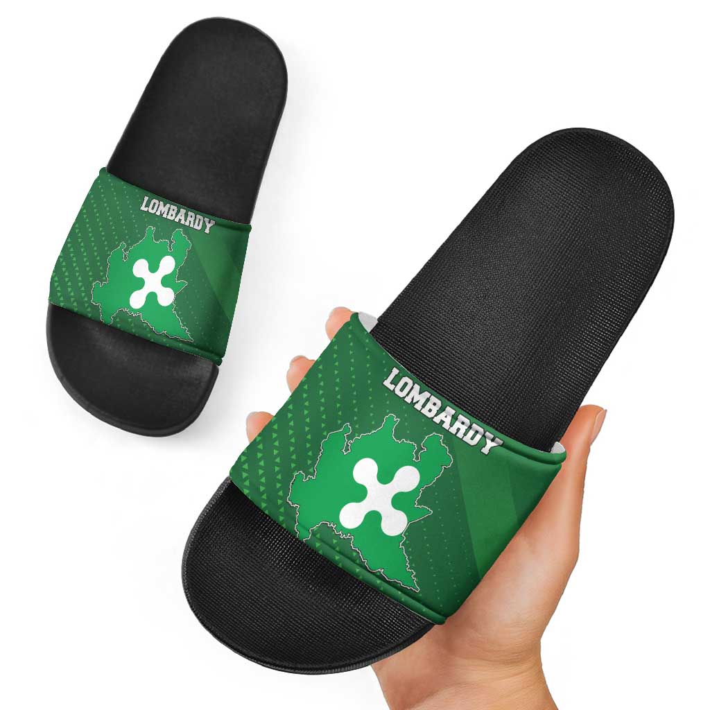 Italy Lombardy Slide Sandals Map With Flag Style LT19