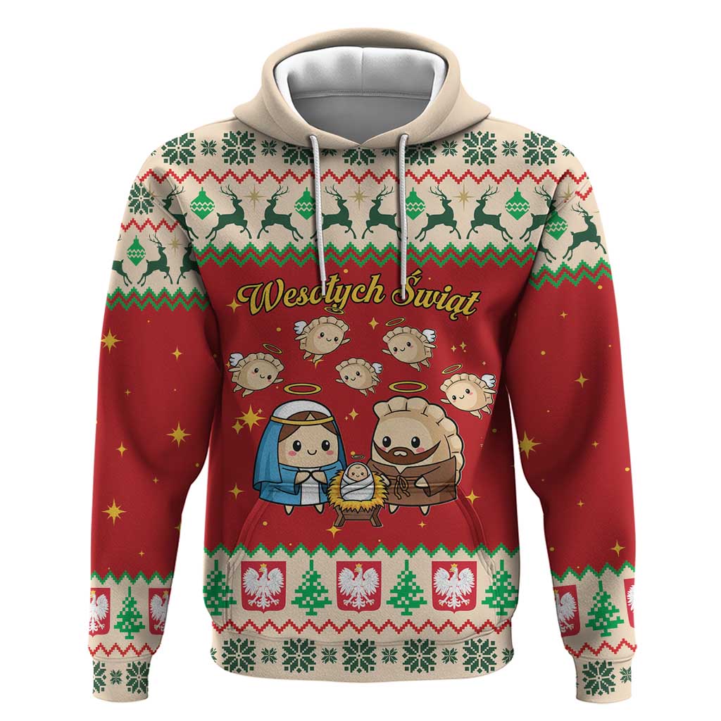 Poland Christmas Hoodie Polish Pierogi Mascot Nativity Scene LT19