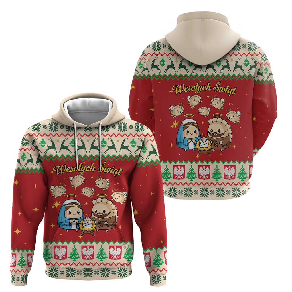 Poland Christmas Hoodie Polish Pierogi Mascot Nativity Scene LT19