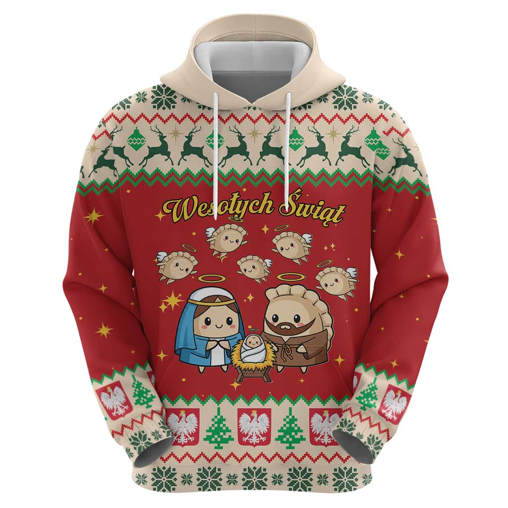 Poland Christmas Hoodie Polish Pierogi Mascot Nativity Scene LT19